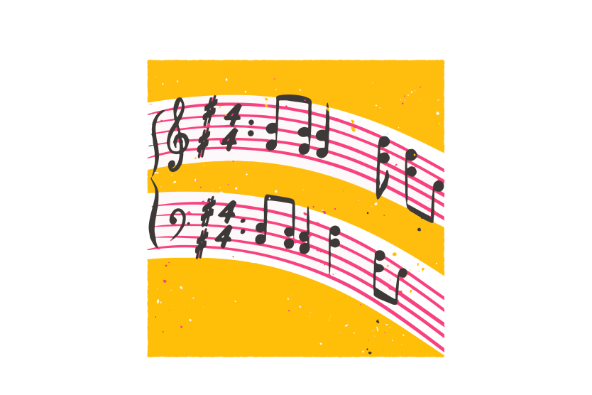 Music notes on a yellow background