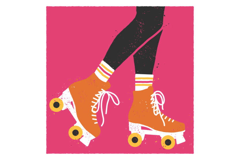 Brightly coloured rollerskates